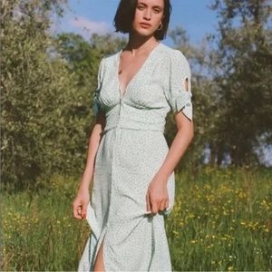 Rouje Laura Dress in Green Floral Print FR 38 (US 6)